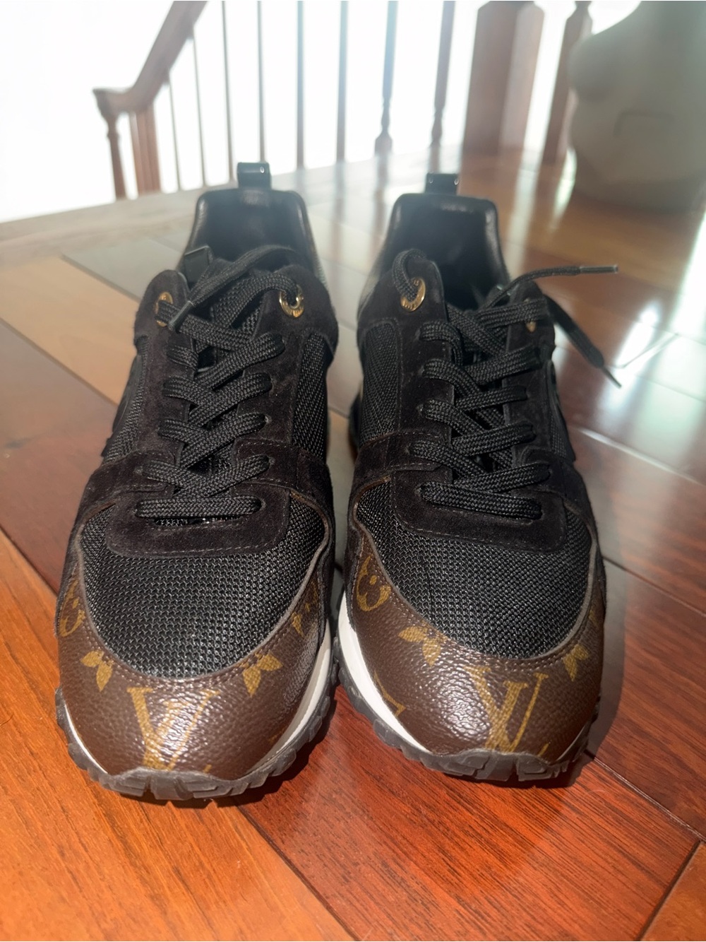 Louis Vuitton Black and Brown Monogram Wedge Sneakers